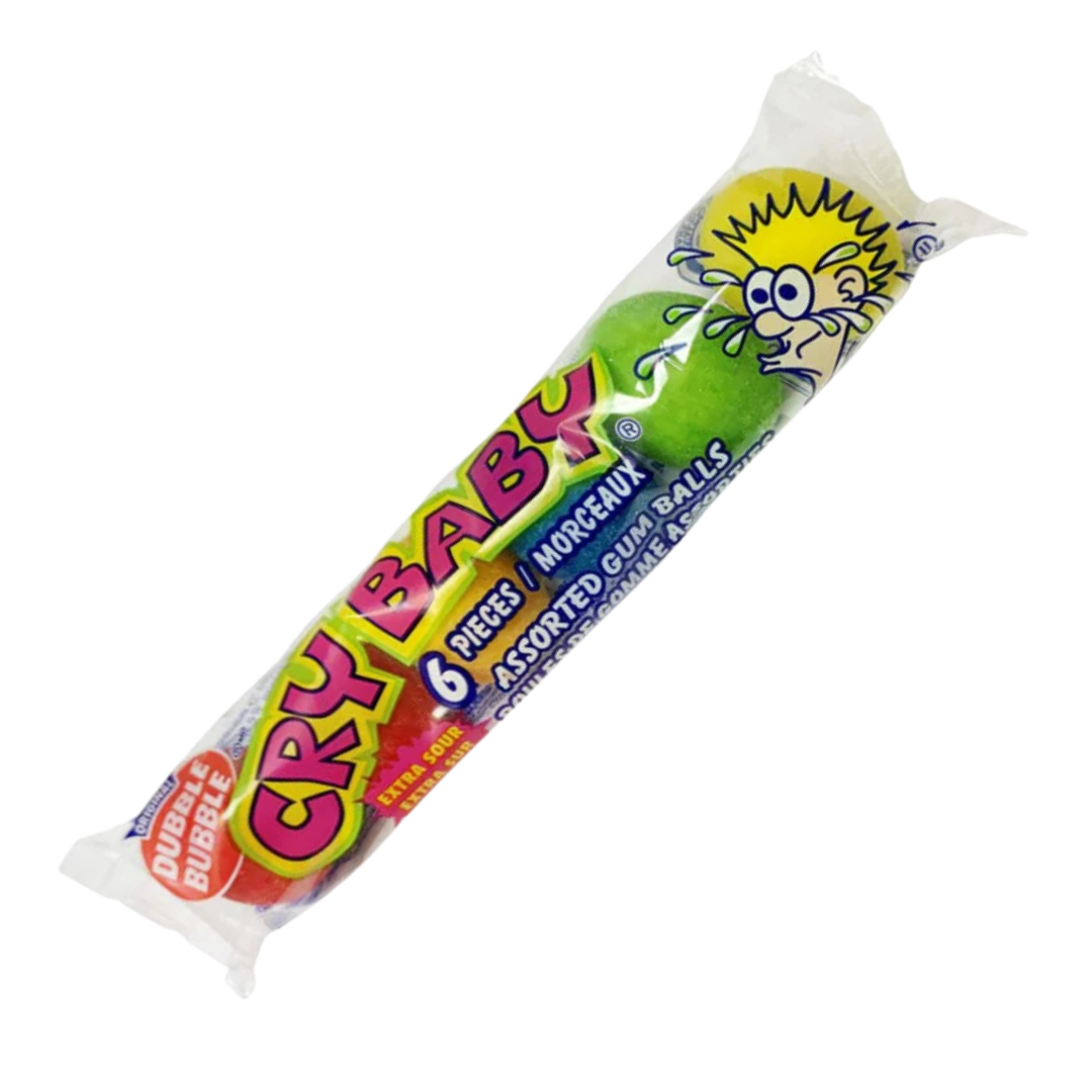 Original Dubble Bubble Cry Baby Assorted Sour Gum Balls 6pc