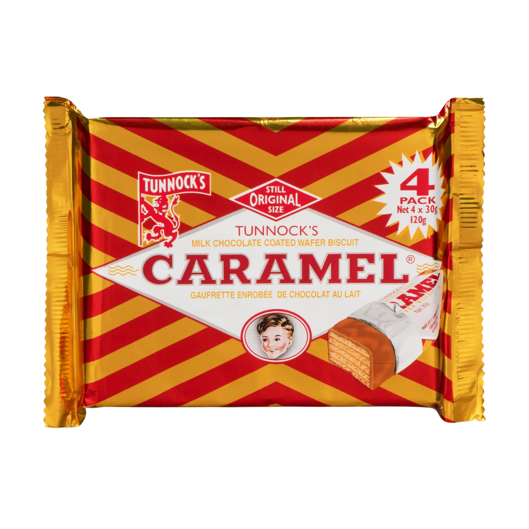 Tunnock's Milk Chocolate Caramel Wafer Biscuits 4 Pack