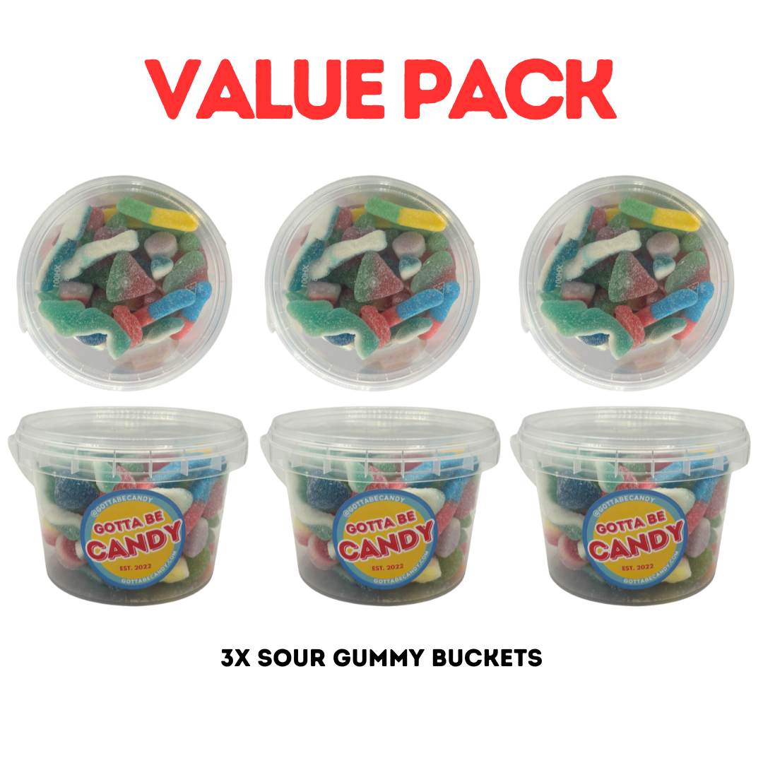 Sour Gummy Mix Bucket - Value Pack 3 Buckets
