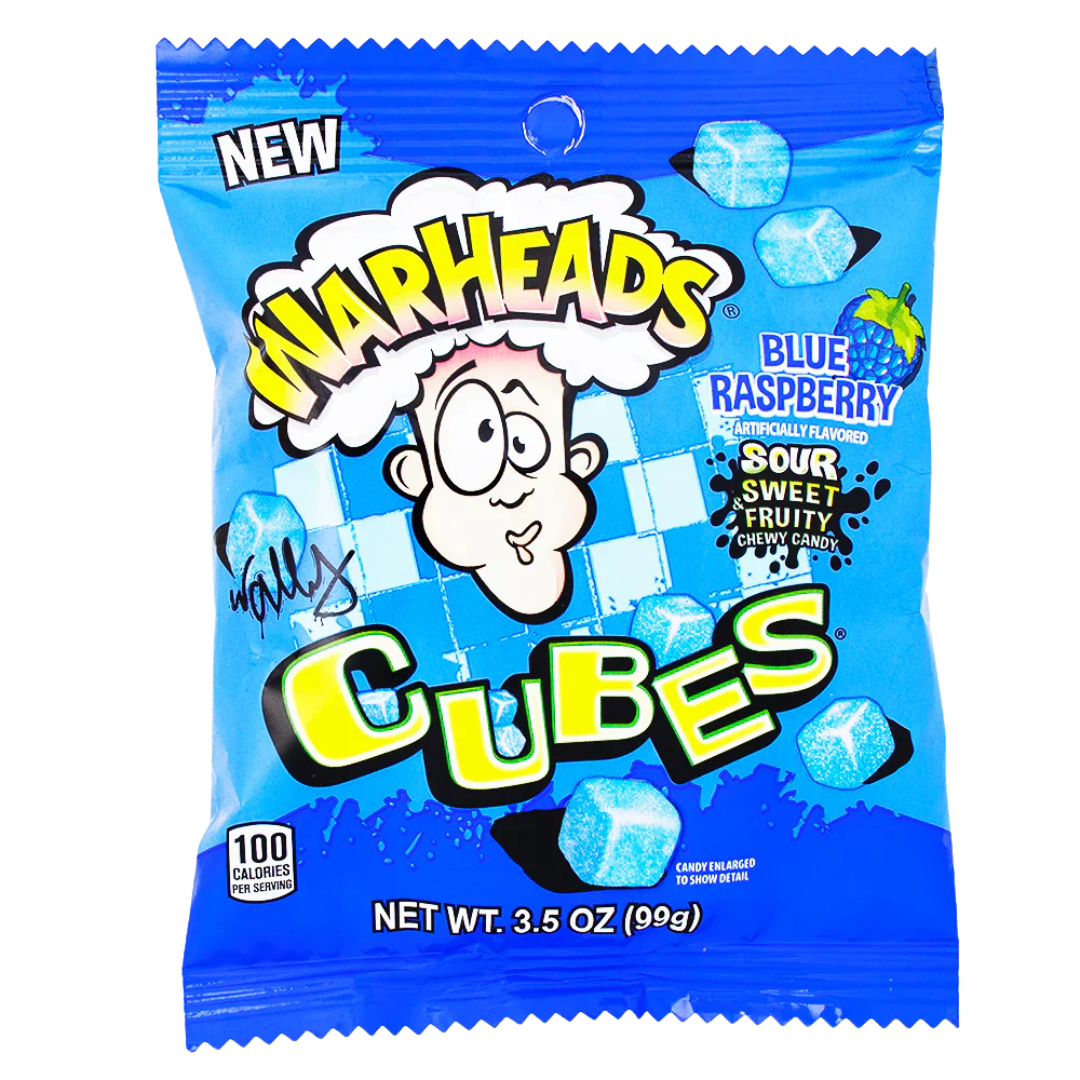 Warheads All Blue Raspberry Cubes 3.5oz
