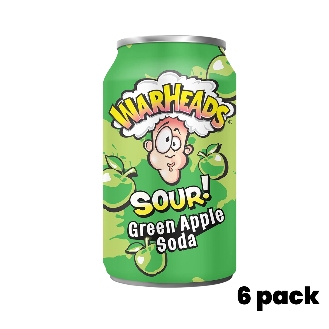 Warheads Soda Sour Green Apple 6x355ml