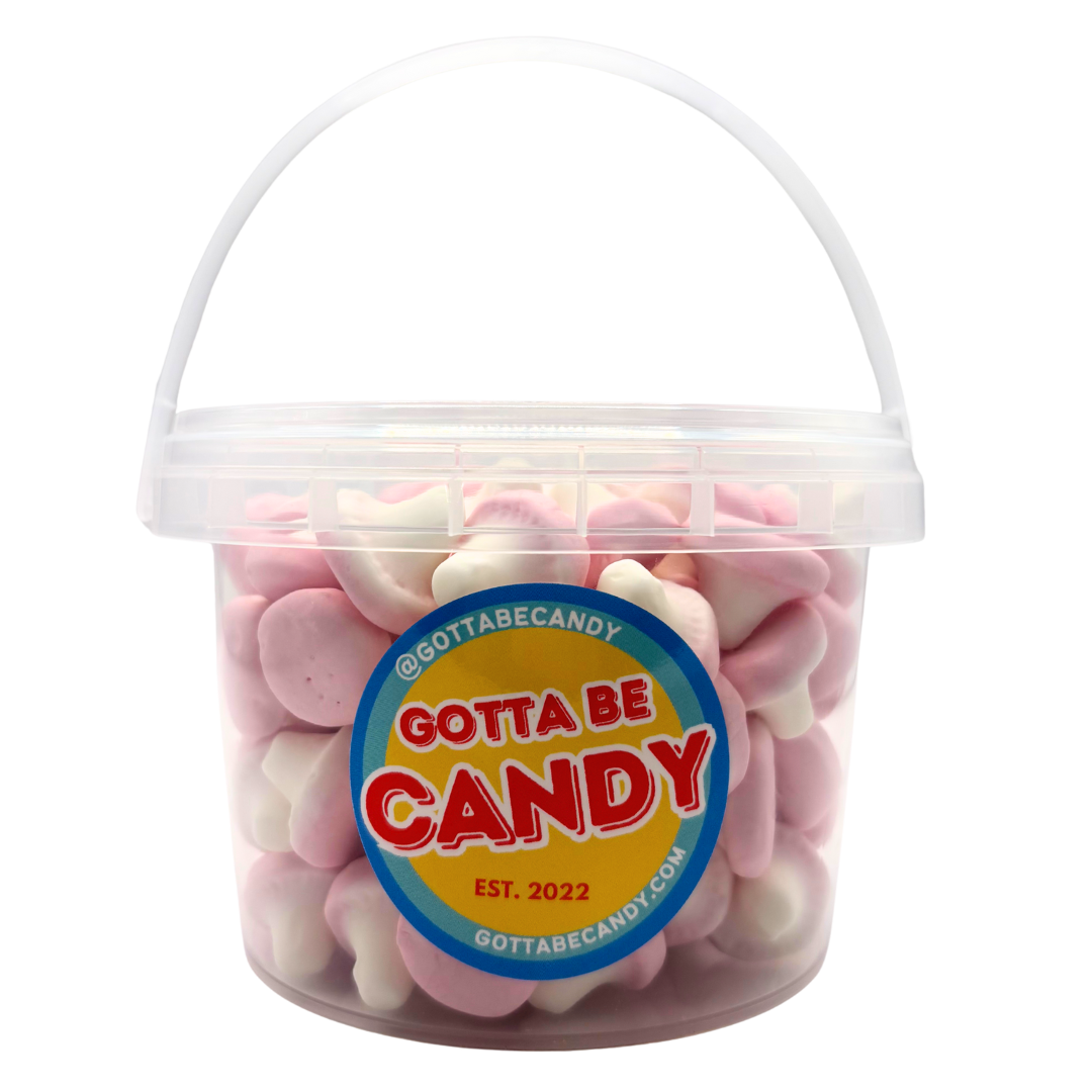 British Kingsway Pink Candy Mushrooms Bucket 275g