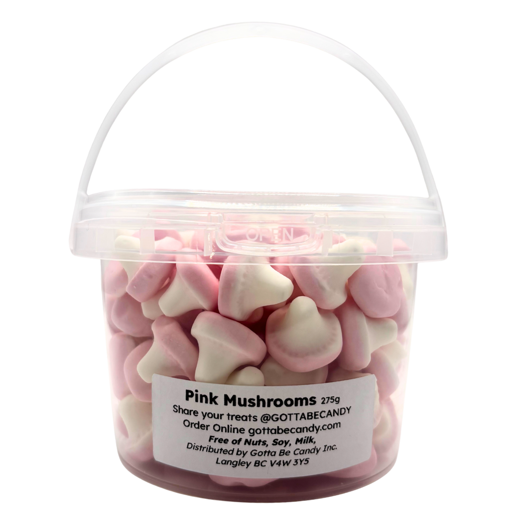 British Kingsway Pink Candy Mushrooms Bucket 275g