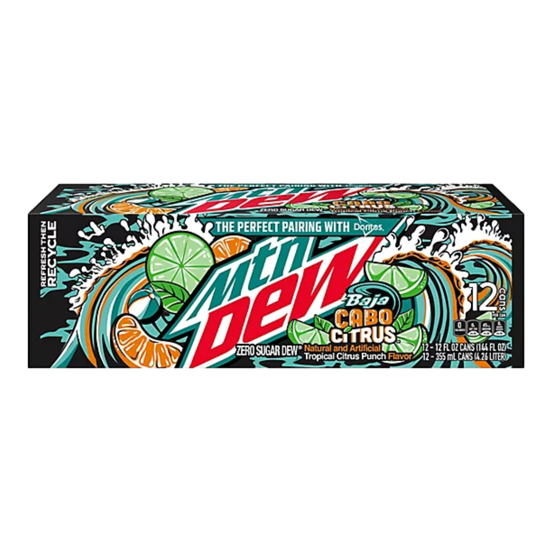 Mtn Dew Zero Sugar Baja Cabo Citrus 12x355ml