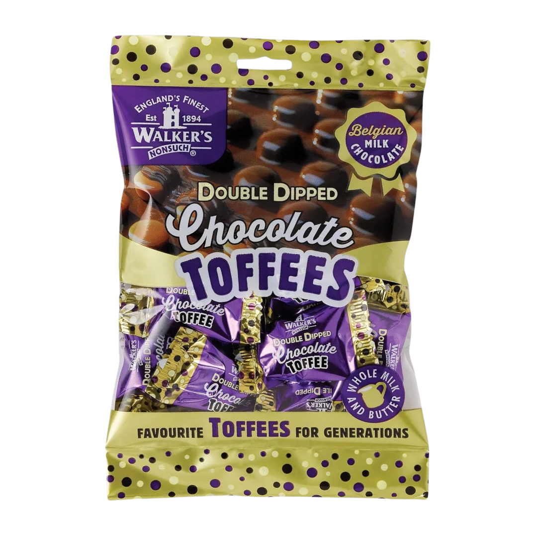 British Walkers Double Dipped Chocolate Toffees 135g