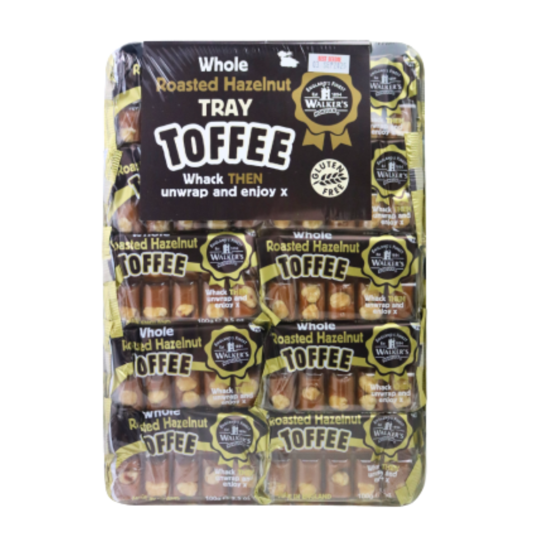 British Walkers Whole Roasted Hazelnut Toffee Tray 10x100g